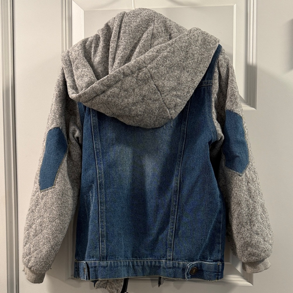 Lively Blue Denim Jacket with Gray Sleeves - Picture 3 of 3